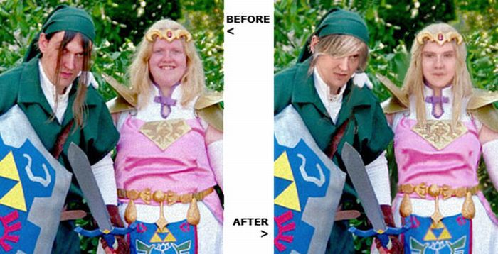 Cosplay przed i po zabawie z Photoshopem 2