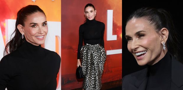 Coraz szczuplejsza Demi Moore prezentuje ULTRAGŁADKIE LICO na premierze. Uwierzycie, że ma 63 lata? (ZDJĘCIA)