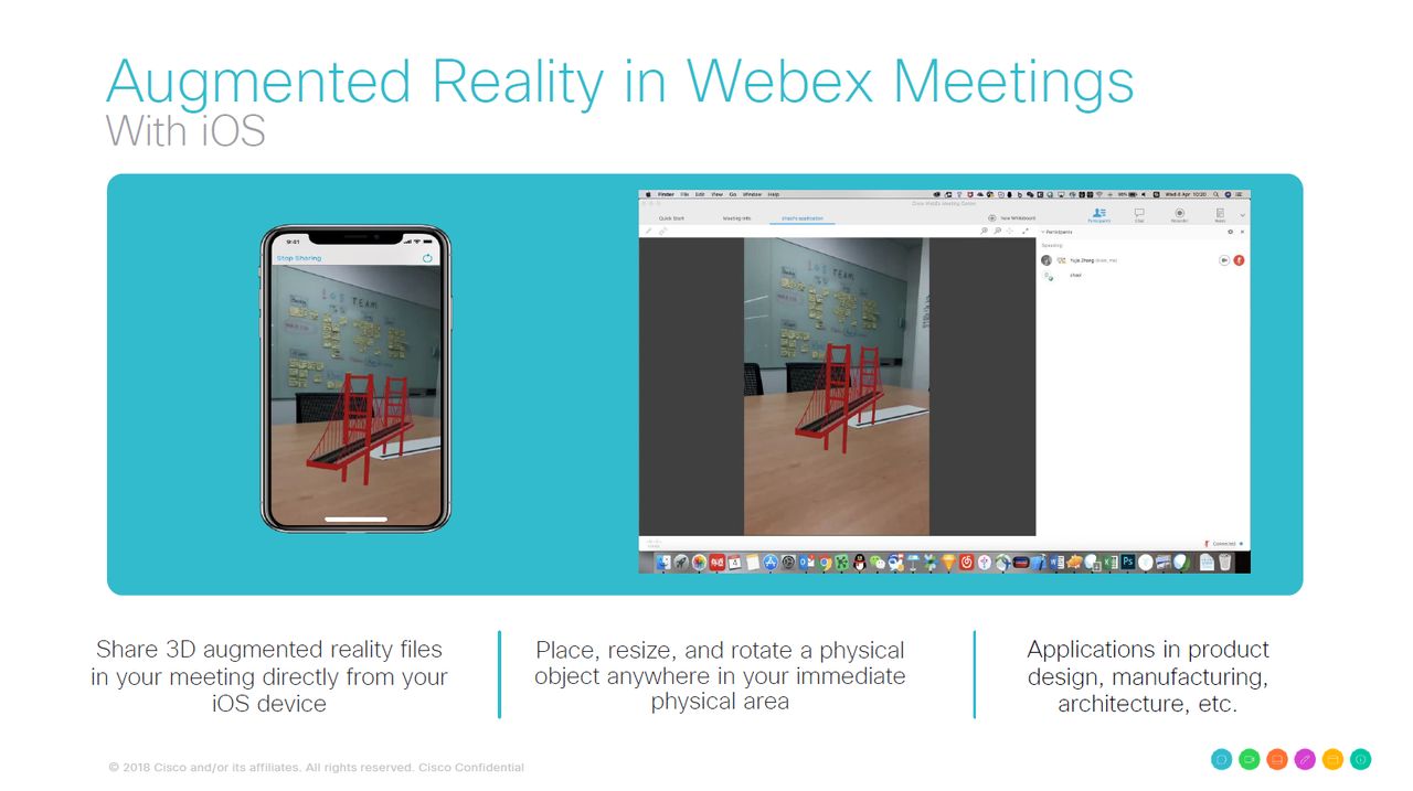 Rozszerzona rzeczywistość w Webex Meetings na przykładzie iOS-a.