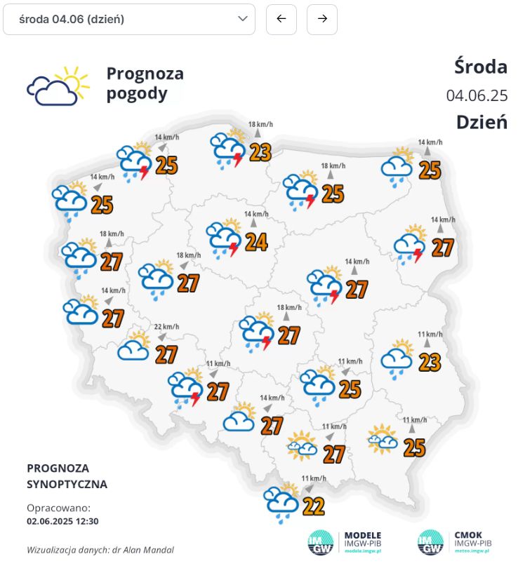 Prognoza pogody na środę.