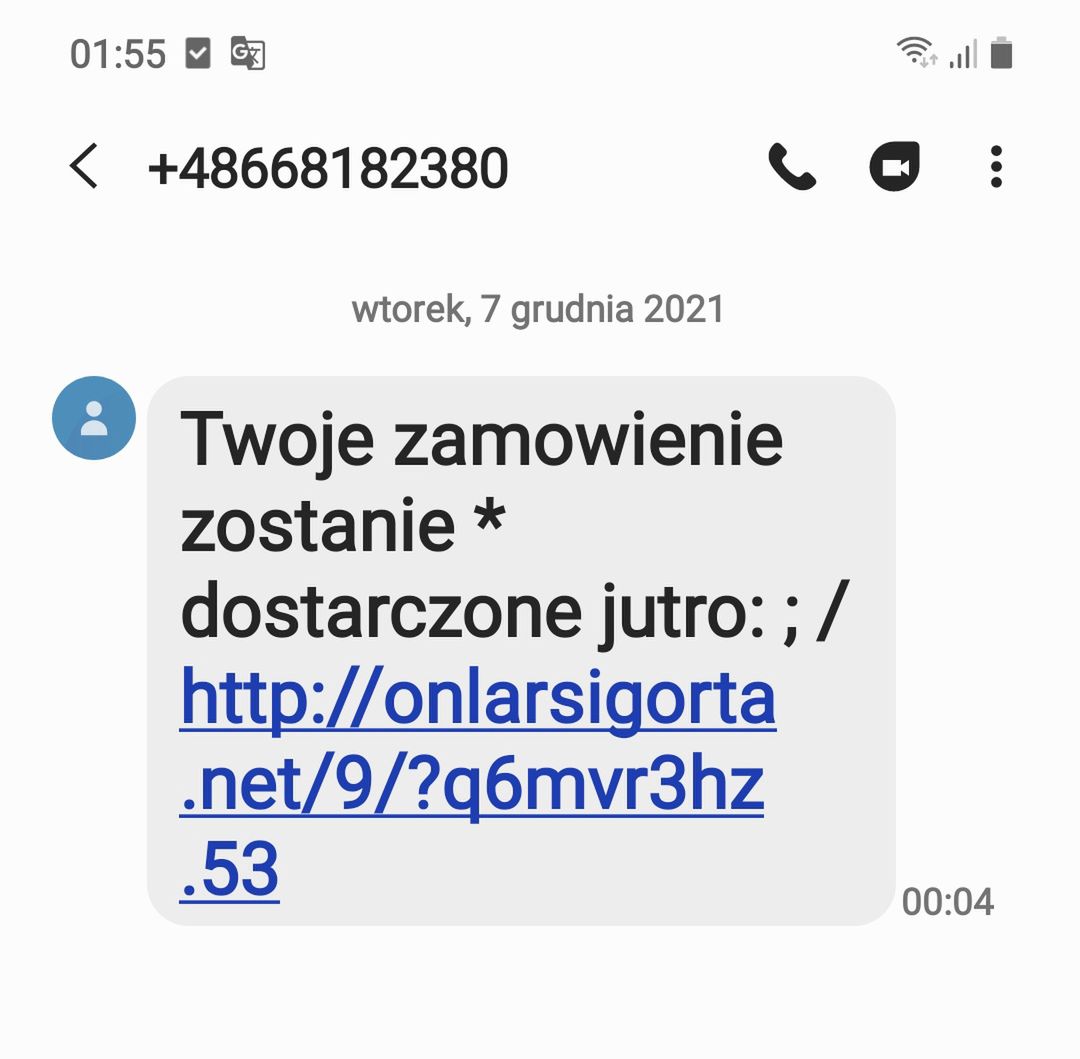 Przykładowe fałszywe SMS-y o paczkach