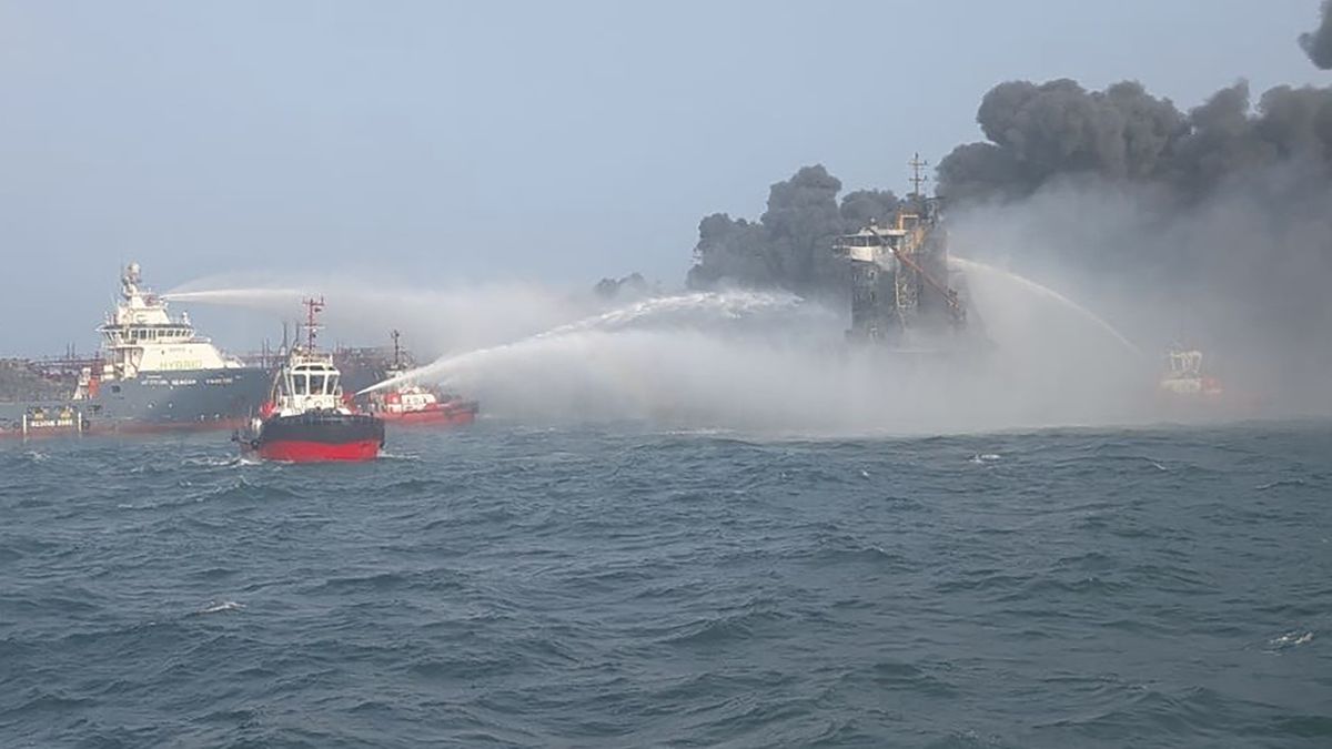 Vessels Collide Off Coast Of Humber Estuary
AT SEA, UNITED KINGDOM - MARCH 10: Fire and rescue services attend after a collision between oil tanker MV Stena Immaculate and the cargo vessel MV Solong off the coast of the Humber Estuary on March 10, 2025 at sea, United Kingdom. Thirty-two people were reportedly brought ashore with injuries after the collision of the oil tanker MV Stena Immaculate and the MV Solong, a cargo vessel, on Monday morning. (Photo by Lee Whitaker/Getty Images)
Getty Images