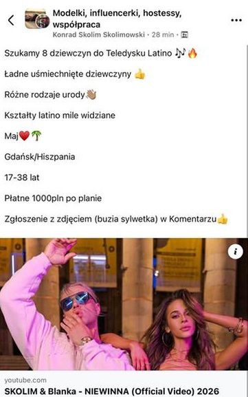 Ogłoszenie Skolima na Facebooku