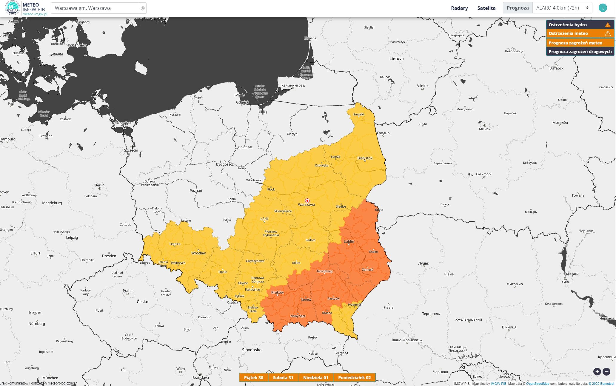 IMGW zagrożenia pogodowe