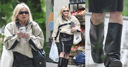 Monika Olejnik i jej szalone botki kopytkują do warzywniaka. Stylowo? (ZDJĘCIA)