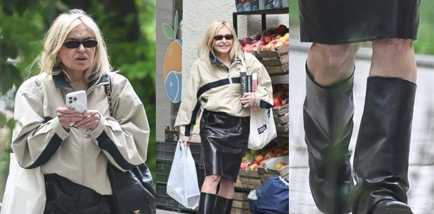 Monika Olejnik i jej szalone botki kopytkują do warzywniaka. Stylowo? (ZDJĘCIA)