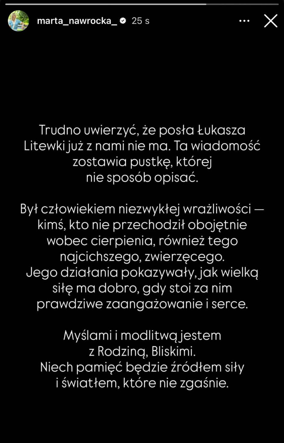 Marta Nawrocka w ciepłych słowach o Łukaszu Litewce
