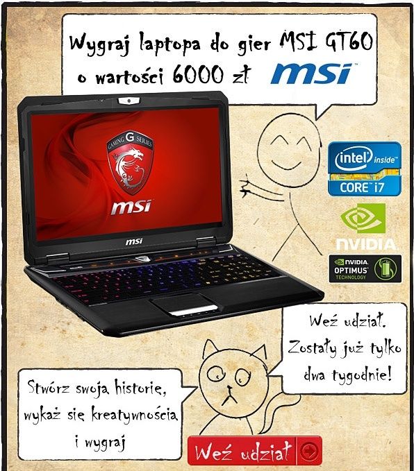 MSI GT60 konkurs wygraj laptop do gier