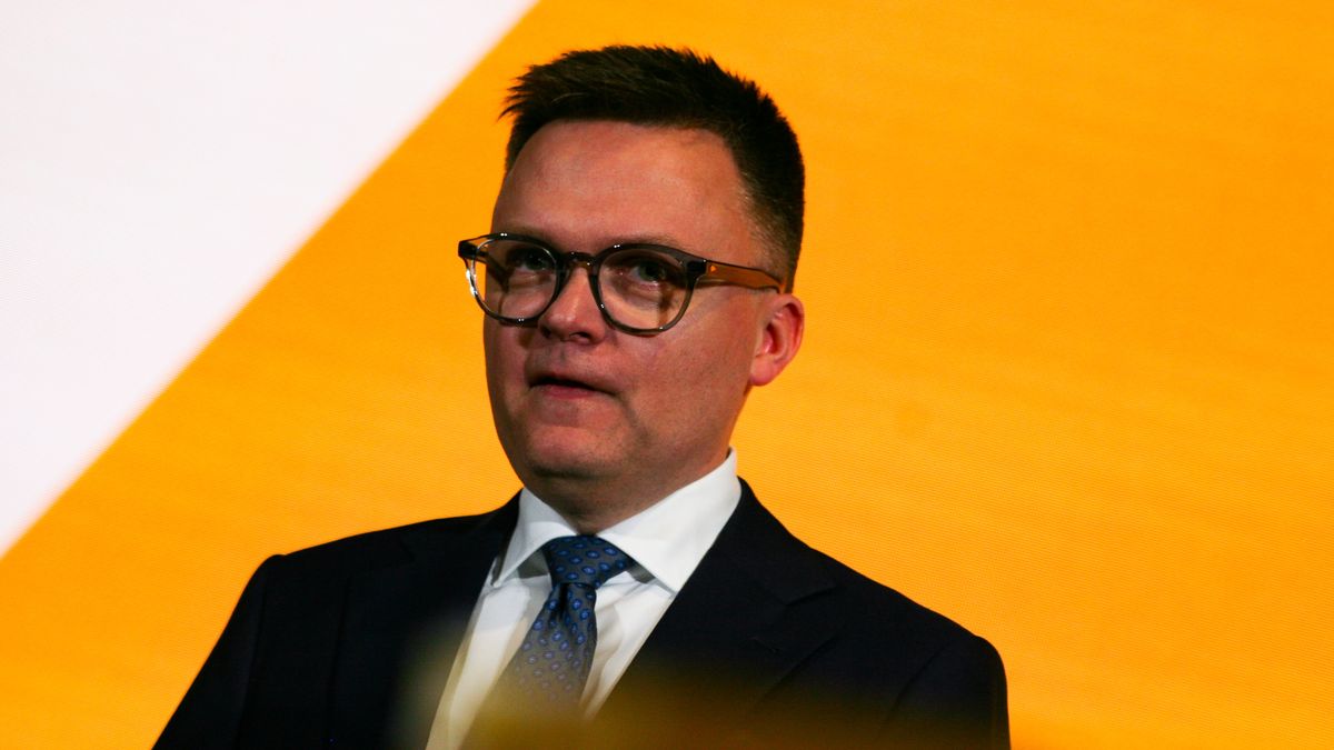 Szymon Holownia is meeting with the candidate for mayor of Krakow, Rafal Komarewicz, at Hala Hutnika in Krakow, Poland, on February 27, 2024. The Speaker of the Sejm is visiting Krakow to discuss local issues and the topic of abortion law in Poland with voters. (Photo by Klaudia Radecka/NurPhoto via Getty Images)