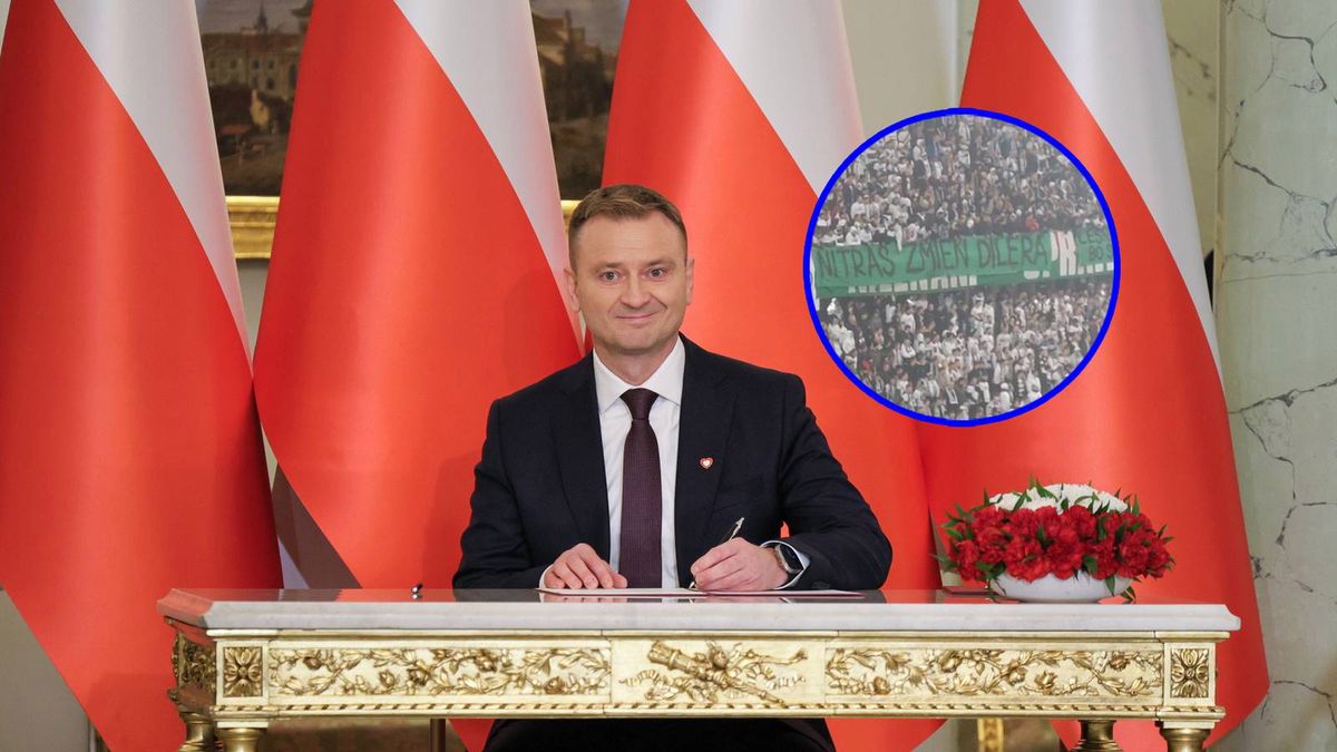 Sławomir Nitras i transparent na Żylecie