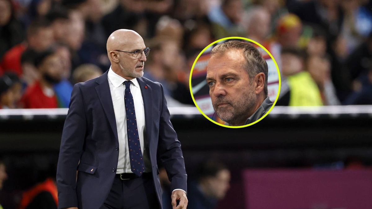 Getty Images / NurPhoto/ANP / Luis de la Fuente i Hansi Flick (w kółku)