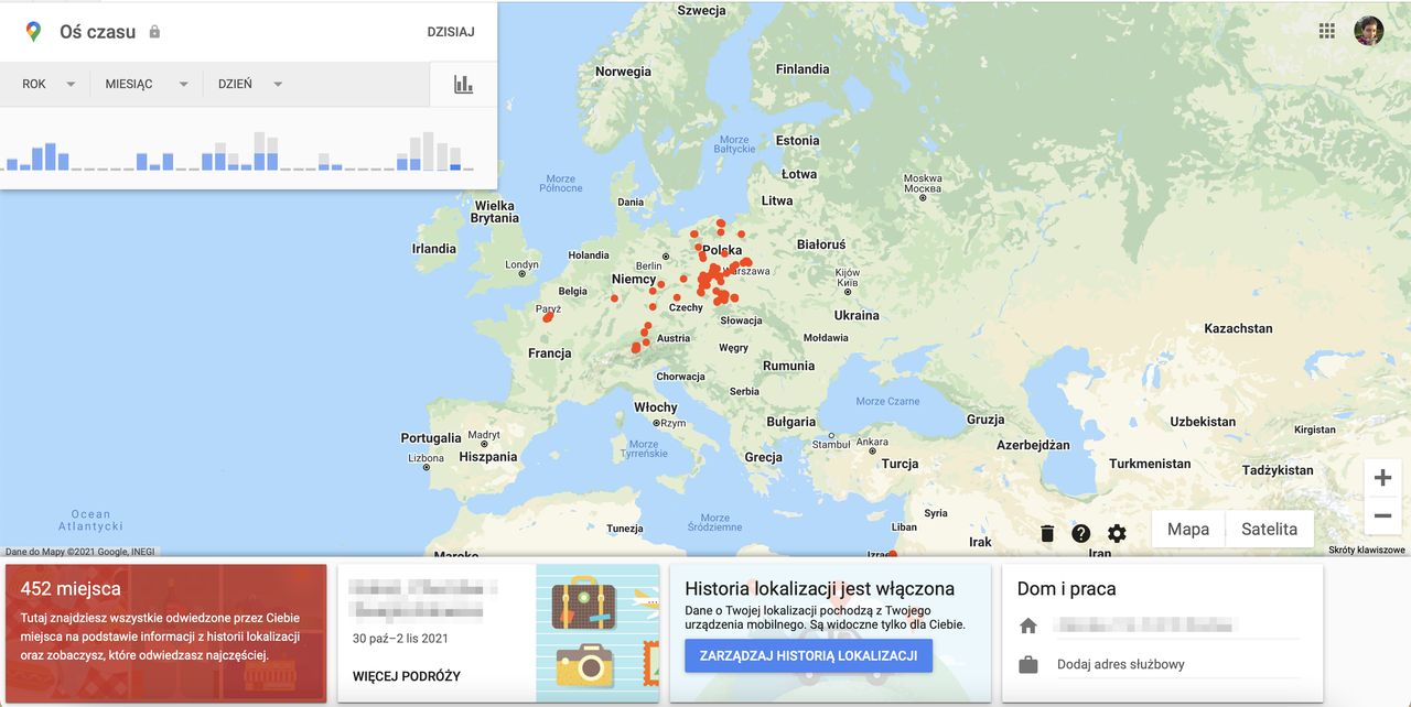 Historia lokalizacji na Osi czasu