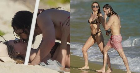 Heidi Klum i Tom Kaulitz dokazują na plaży. W pewnym momencie muzyk wskoczył na starszą o 16 LAT żonę i zaczął ją całować