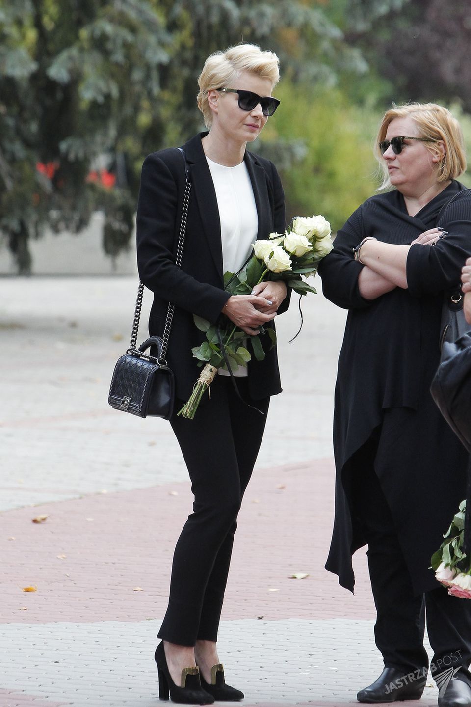 Małgorzata Kożuchowska na pogrzebie Marcina Wrony