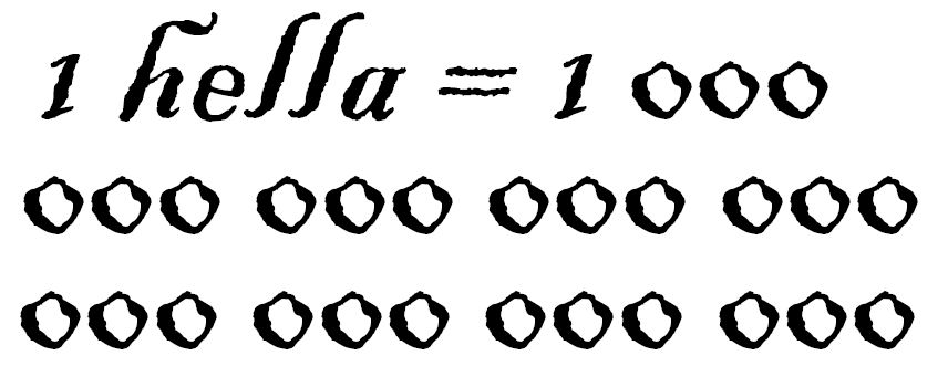 1 hella = 1 000 000 000 000 000 000 000 000 000