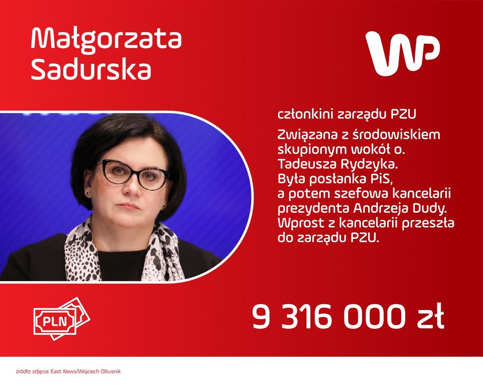 Wynagrodzenia milionerów "dobrej zmiany": Małgorzata Sadurska.