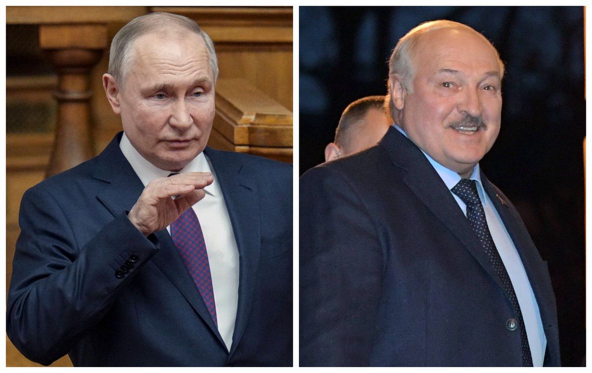 Po lewej na zdjęciu Putin, po prawej Łukaszenka