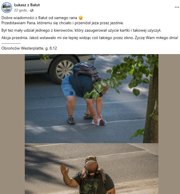 Przeniósł jeża przez jezdnię. Robi furorę w sieci.