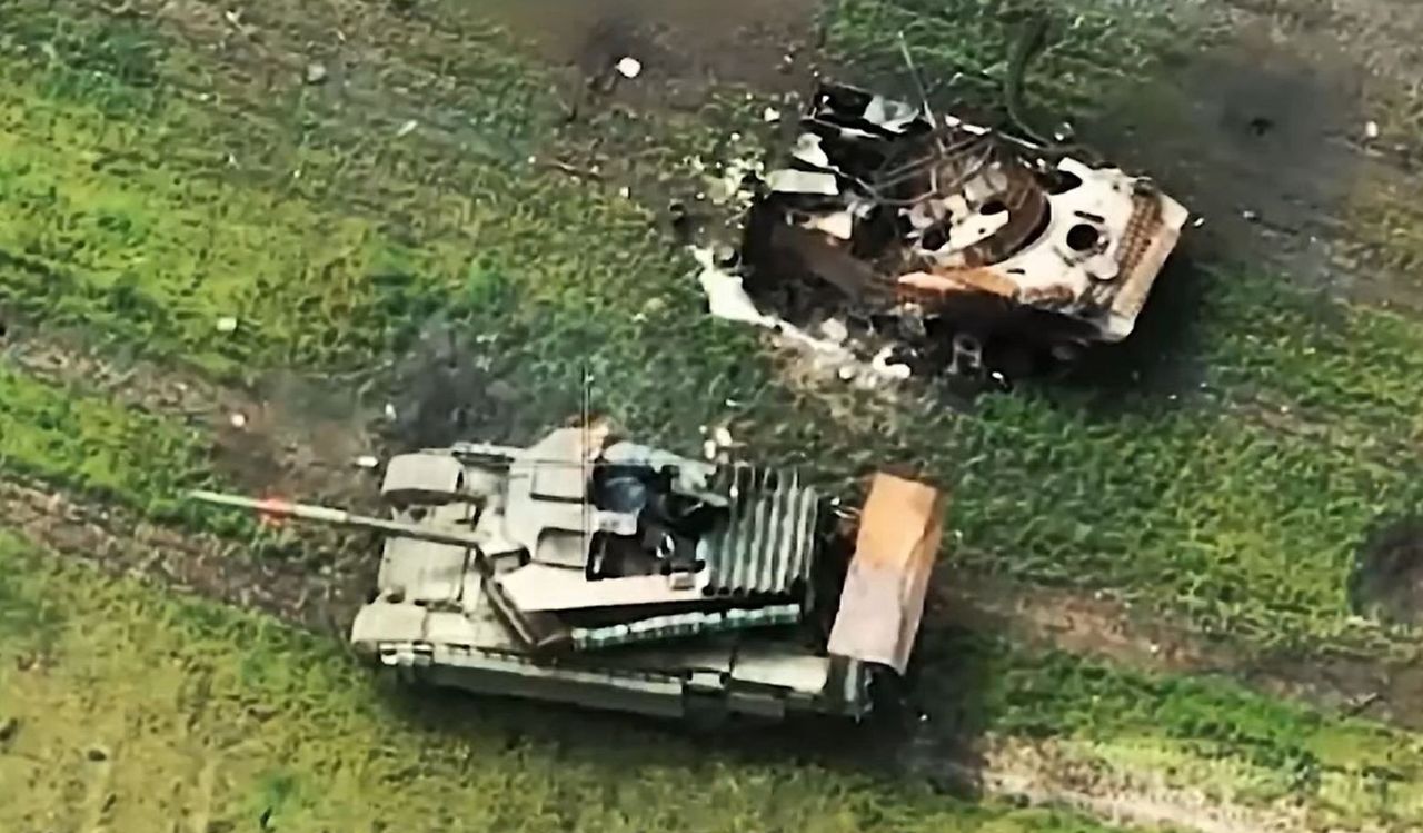 Destroyed Russian vehicles in the area of the city of Chasiv Yar