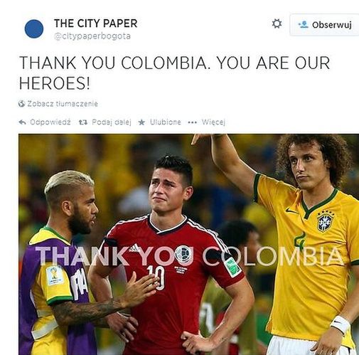 Dziękujemy, są naszymi bohaterami - twitter.com/citypaperbogota