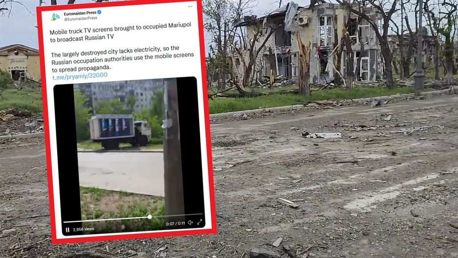 Mariupol. Przyjechały ciężarówki z mobilnymi ekranami 