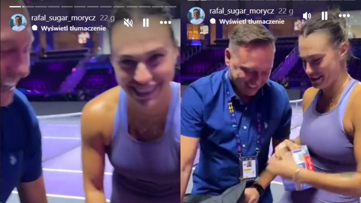 Instagram / Rafał Morycz / Na zdjęciu: Aryna Sabalenka odbierająca Ptasie Mleczko