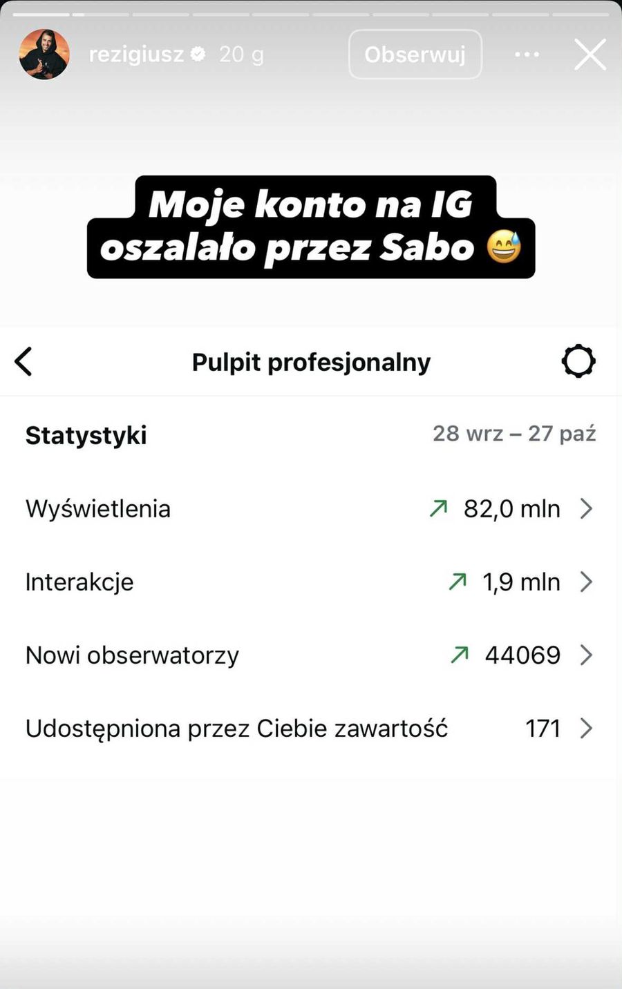 Rezi rozbił bank wyświetleń. "Sabotażysta" generuje szalone licz