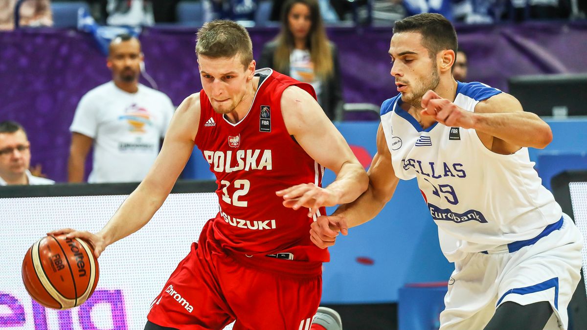 Adam Waczyński w statciu Polski z Grecją na EuroBaskecie