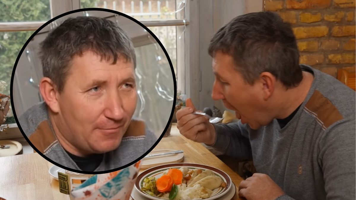 Andrzej z Plutycz w restauracji. Lepił tam pierogi
