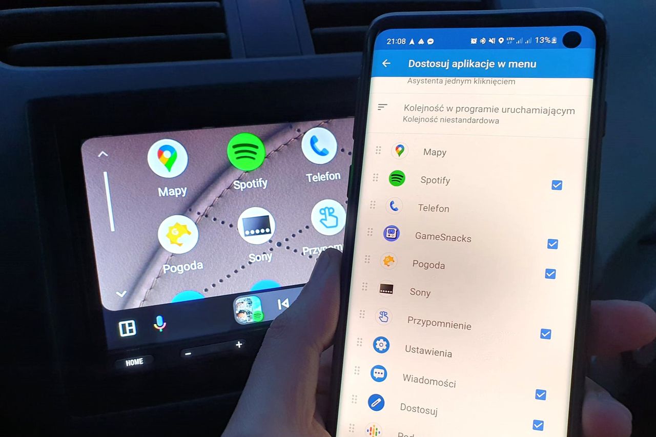Konfiguracja menu Androida Auto