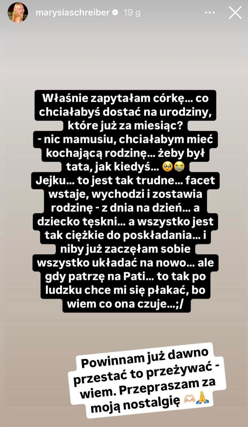 Marianna Schreiber znów rozprawia o mężu