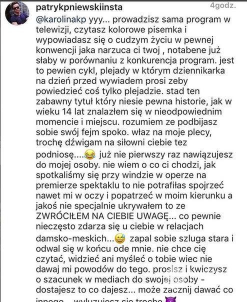 Patryk Pniewski o Karolinie Korwin Piotrowskiej
