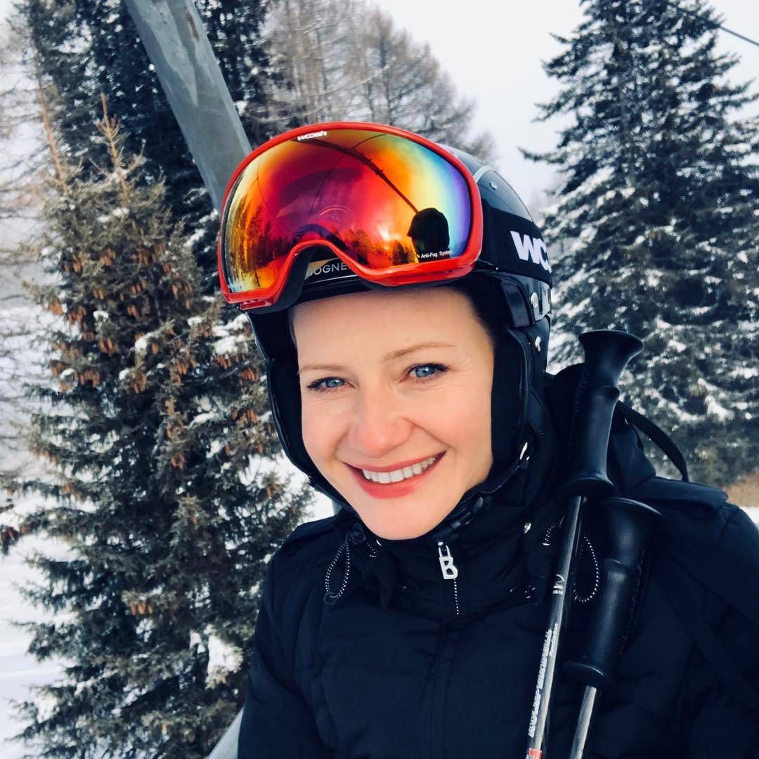 Małgorzata Kożuchowska na stoku narciarskim