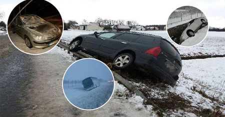 Fatalne warunki na drogach naszego regionu. Kierowcy w rowach
