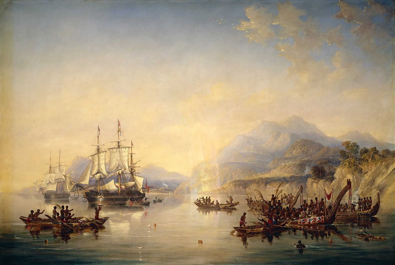 HMS "Erebus" i HMS "Terror" u wybrzeży Nowej Zelandii