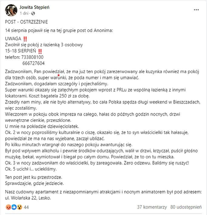 Pani Jowita opisała swoją historię na Facebook'u