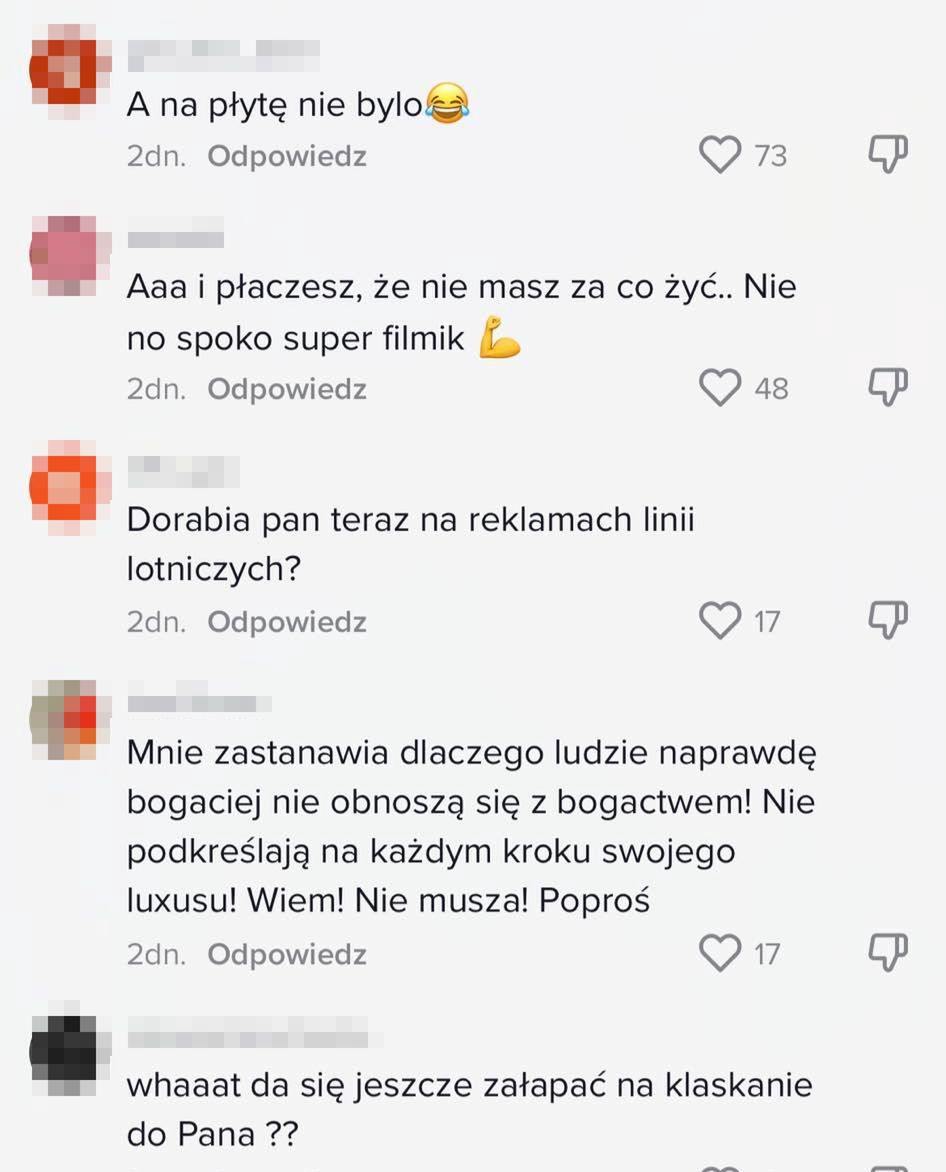 Komentarze pod nagraniem Piotra Rubika
