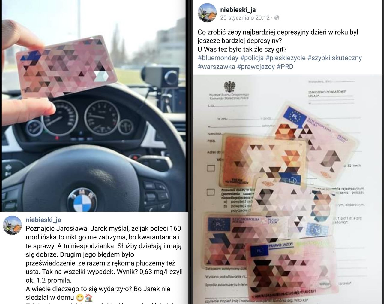 Policjant robił zdjęcia prawom jazdy zatrzymanych osób i umieszczał je w sieci