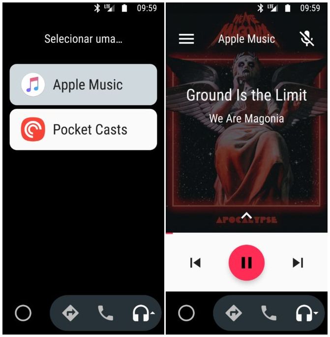 Apple Music jako jedna z aplikacji muzycznych dostępna w Android Auto. Źródło: Android Police.