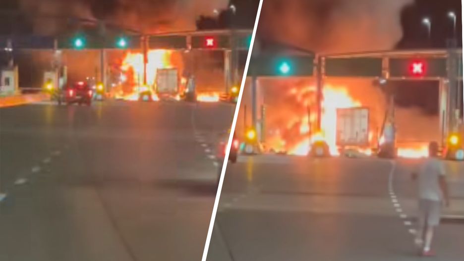 Ogień na autostradzie A2