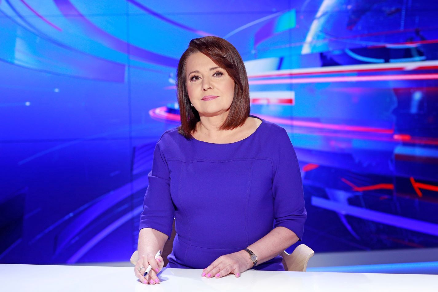 Danuta Holecka, prowadząca "Wiadomości" TVP
