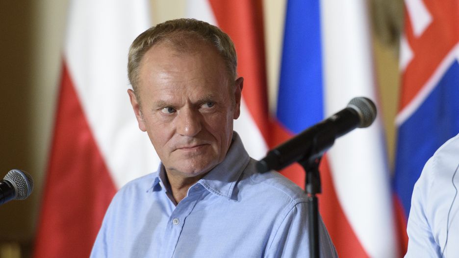 Poland's Prime Minister Donald Tusk looks on as he takes part in a meeting with his counterparts from the Czech Republic, Slovakia, Austria, and the European Commission president Ursula von der Leyen in Wroclaw, Poland, on September 19, 2024. The main point of the meeting is to discuss the actions taken by the authorities to respond to this crisis and the further allocation of EU aid to the flood-hit countries. (Photo by Aleksander Kalka/NurPhoto via Getty Images)