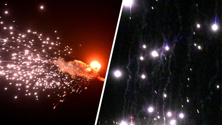 Kijów. Zmasowany atak dronów. Zdjęcie pokazuje moment zestrzelenia jednego z nich