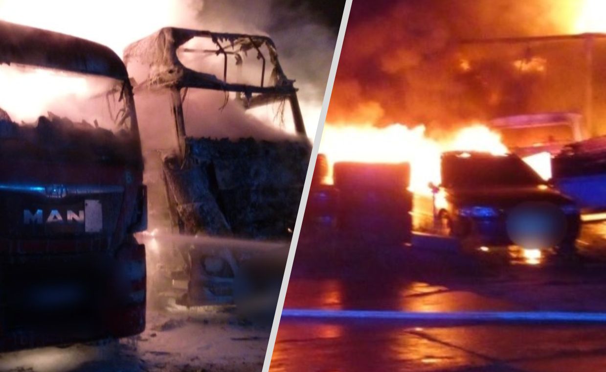 Ogromny pożar na Pomorzu. Samochody płonęły jak pochodnie