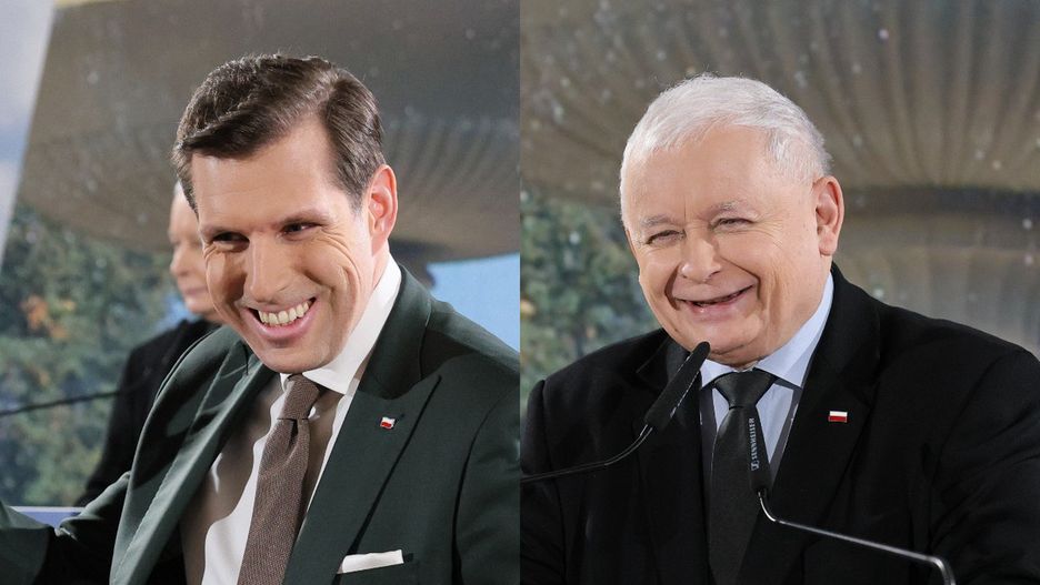 Konwencja PiS w Warszawie. Po prawej Tobiasz, po lewej Kaczyński