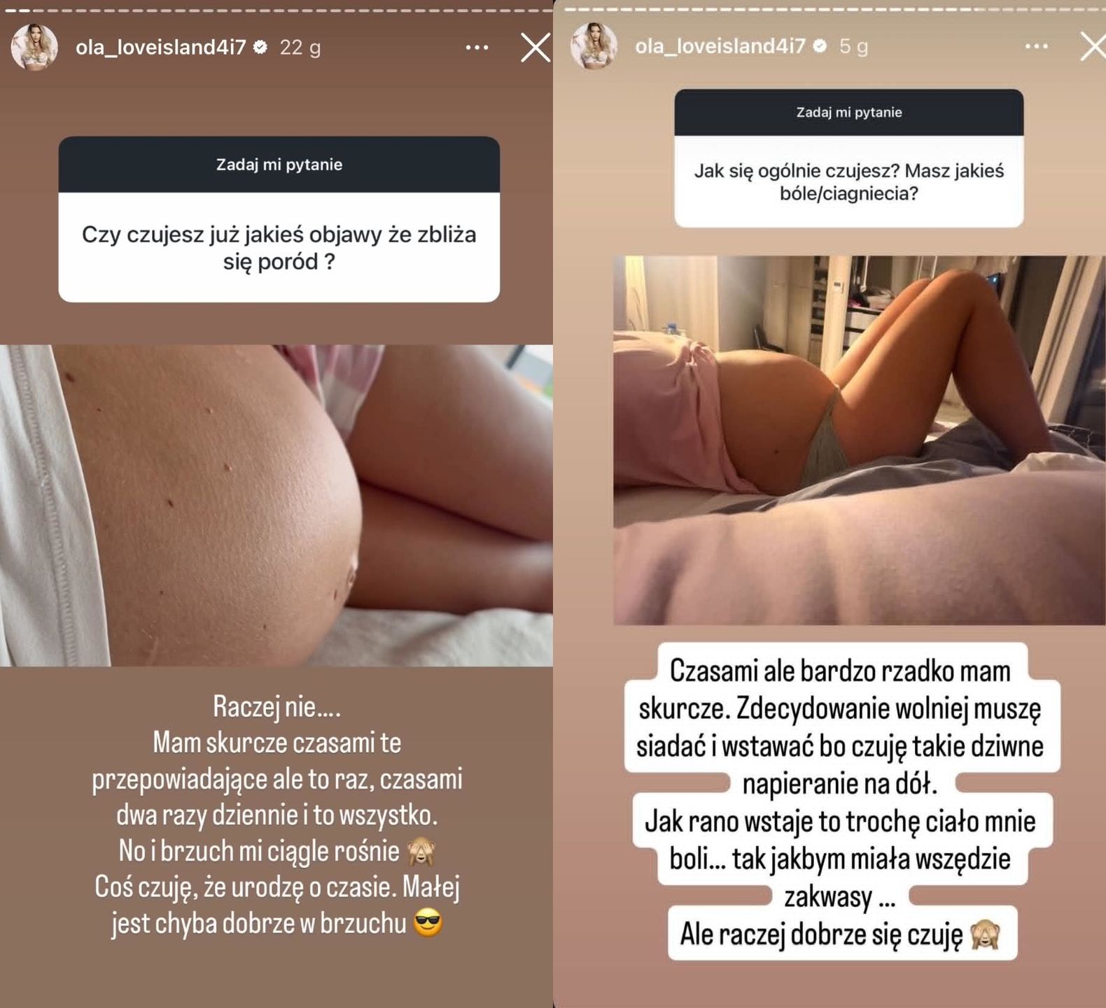 Wpisy Oli Tomali na Instagramie