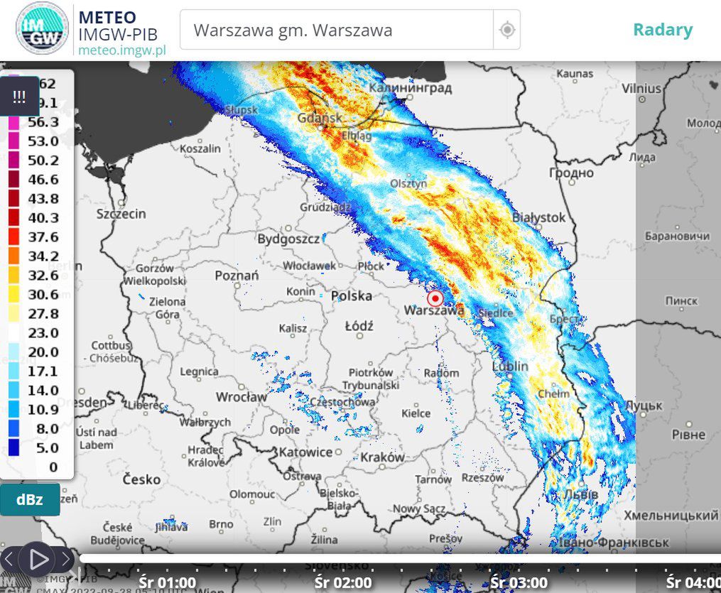 Front atmosferyczny w regionie będzie się b. wolno przemieszczał i możliwe są kolejne opady 10-20 mm