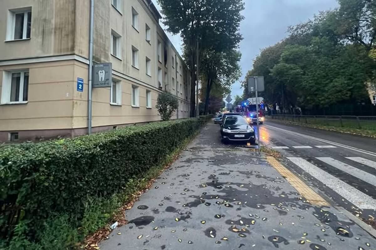 Pożar śmieci na balkonie mieszkania przy ul. Lotniczej w Lublinie