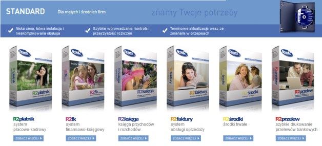 Seria programów w wersji Standard firmy Reset2 do prowadzenia małej lub średniej firmy. [źródło: www.reset2.pl]