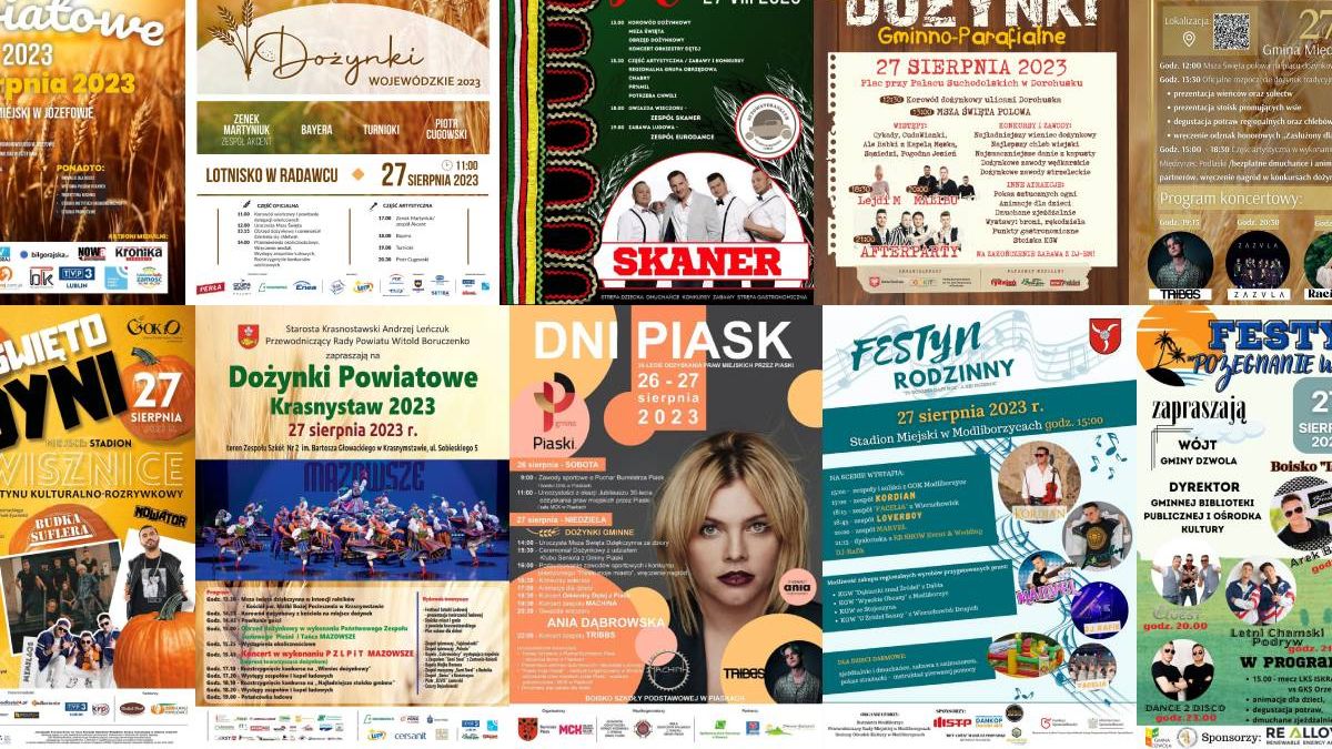 Zestawienie dożynek, festynów i innych imprez w woj. lubelskim w weekend 26-27 sierpnia 2023